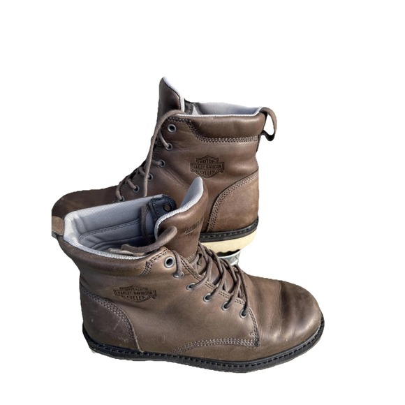 Harley-Davidson Boots Mens Size 9  Leather Lace Up Wedge Motorcycle D93775 Read - Picture 4 of 13